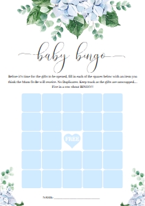 FER-BLU-10-B2690 - FERRAS BLOSSOM - BLUE - BABY SHOWER BINGO GAME - A5: FER-BLU-10-B2691 - FERRAS BLOSSOM - BLUE - BABY SHOWER GAME BUNDLE