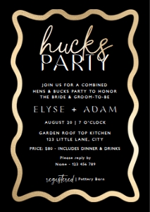WAV-BKG-1-B2700 - WAVE - BLACK GOLD - HUCKS PARTY INVITATION - A6: WAV-BKG-1-B2700 - WAVE - BLACK GOLD - HUCKS PARTY INVITATION