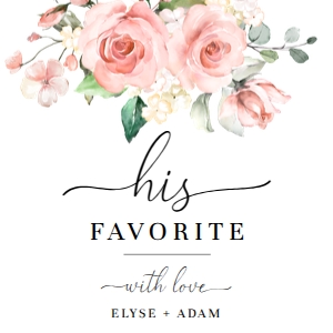DAR-PNK-6-B2713 - DARCY FLORAL - PINK - HIS HER FAVOURITE TAG - 2" x 2": DAR-PNK-6-B2713 - DARCY FLORAL - PINK - HIS HER FAVOURITE TAG