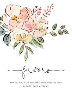 CAM-MLT-7-B1147 - CAMBRIDGE FLORAL - MULTI - FAVOURS SIGN - 11" x 14": CAM-MLT-7-B1147 - CAMBRIDGE FLORAL - MULTI - FAVOURS SIGN