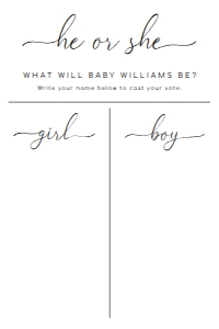 QSC-WHT-7-B2739 - QUINN SCRIPT - WHITE - GENDER REVEAL VOTING BOARD - 24" x 36": QSC-WHT-7-B2739 - QUINN SCRIPT - WHITE - GENDER REVEAL VOTING BOARD