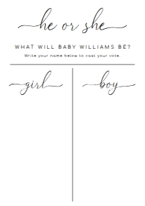 QSC-WHT-7-B2739 - QUINN SCRIPT - WHITE - GENDER REVEAL VOTING BOARD - A1: QSC-WHT-7-B2739 - QUINN SCRIPT - WHITE - GENDER REVEAL VOTING BOARD