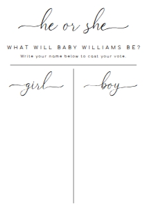 QSC-WHT-7-B2739 - QUINN SCRIPT - WHITE - GENDER REVEAL VOTING BOARD - A2: QSC-WHT-7-B2739 - QUINN SCRIPT - WHITE - GENDER REVEAL VOTING BOARD