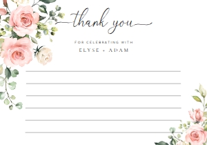 DAR-PNK-8-B389 - DARCY FLORAL - PINK - FLAT THANK YOU CARDS - 3.5" x 5": DAR-PNK-8-B389 - DARCY FLORAL - PINK - FOLDED THANK YOU CARDS