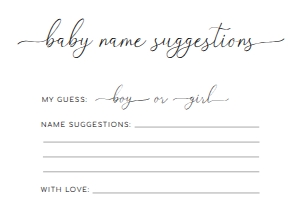 QSC-WHT-10-B2767 - QUINN SCRIPT - WHITE - BABY NAME SUGGESTION CARD - A6: QSC-WHT-10-B2767 - QUINN SCRIPT - WHITE - BABY NAME SUGGESTION GAME