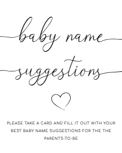 QSC-WHT-10-B2767 - QUINN SCRIPT - WHITE - BABY NAME SUGGESTION GAME SIGN - 8" x 10": QSC-WHT-10-B2767 - QUINN SCRIPT - WHITE - BABY NAME SUGGESTION GAME