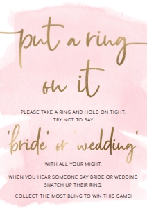 WAT-PNK-7-B152 - WATERCOLOUR PINK - GOLD - THE RING GAME SIGN - A4: WAT-PNK-7-B152 - WATERCOLOUR PINK - GOLD - THE RING GAME SIGN