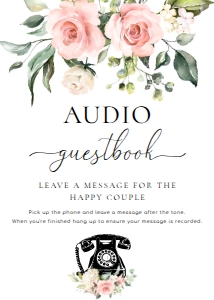 DAR-PNK-7-B2798 - DARCY FLORAL - PINK - AUDIO GUEST BOOK SIGN - 5" x 7": DAR-PNK-7-B2798 - DARCY FLORAL - PINK - AUDIO GUEST BOOK SIGN