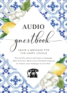 MED-BLU-7-B2801 - THE MED - LEMONS - AUDIO GUESTBOOK SIGN - 5" x 7": MED-BLU-7-B2801 - THE MED - LEMONS - AUDIO GUESTBOOK SIGN