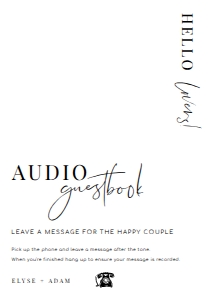 EST-WHT-7-B2804 - ESTELLE - WHITE - AUDIO GUESTBOOK SIGN - A4: EST-WHT-7-B2804 - ESTELLE - WHITE - AUDIO GUESTBOOK SIGN