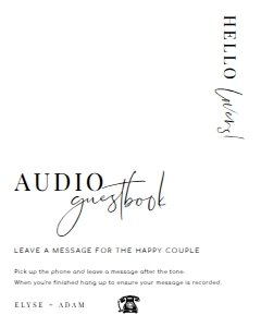EST-WHT-7-B2804 - ESTELLE - WHITE - AUDIO GUESTBOOK SIGN - 8" x 10": EST-WHT-7-B2804 - ESTELLE - WHITE - AUDIO GUESTBOOK SIGN