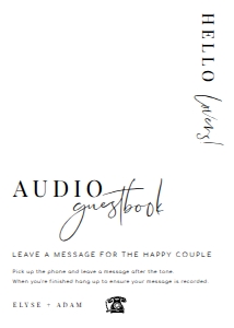 EST-WHT-7-B2804 - ESTELLE - WHITE - AUDIO GUESTBOOK SIGN - 5" x 7": EST-WHT-7-B2804 - ESTELLE - WHITE - AUDIO GUESTBOOK SIGN