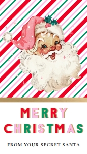 STR-PMT-6-B2815 - STRIPE - PINK MULTI - SECRET SANTA TAG - 2" x 3.5": STR-PMT-24-B2823 - STRIPE - PINK MULTI - SECRET SANTA QUESTIONNAIRE BUNDLE