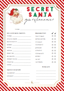 STR-RED-24-B2813 - STRIPE - RED - SECRET SANTA QUESTIONNAIRE - A4: STR-RED-24-B2823 - STRIPE - RED - SECRET SANTA QUESTIONNAIRE BUNDLE