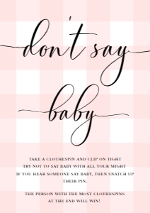 GIN-PNK-7-B579 - GINGHAM - PINK - DON'T SAY BABY SIGN - A4: GIN-PNK-7-B579 - GINGHAM - PINK - DON'T SAY BABY SIGN