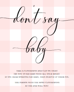 GIN-PNK-7-B579 - GINGHAM - PINK - DON'T SAY BABY SIGN - 8" x 10": GIN-PNK-7-B579 - GINGHAM - PINK - DON'T SAY BABY SIGN