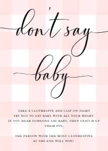 GIN-PNK-7-B579 - GINGHAM - PINK - DON'T SAY BABY SIGN - 5" x 7": GIN-PNK-7-B579 - GINGHAM - PINK - DON'T SAY BABY SIGN