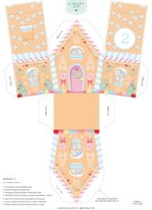 PRINTABLE ADVENT CALENDAR - GINGERBREAD HOUSE - HOUSE C: GBH-MLT-23-B2747 - GINGERBREAD HOUSE - MULTI - CHRISTMAS ADVENT CALENDAR