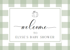 GIN-SGR-3-B2331 - GINGHAM - SAGE GREEN PUMPKIN - WELCOME SIGN - LANDSCAPE - A1: GIN-SGR-3-B2331 - GINGHAM - SAGE GREEN PUMPKIN - WELCOME SIGN