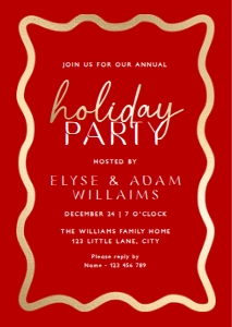 WAV-RDG-1-B2832 - WAVE - RED GOLD - HOLIDAY PARTY INVITATION - A6: WAV-RDG-1-B2832 - WAVE - RED GOLD - HOLIDAY PARTY INVITATION