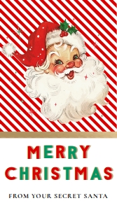 STR-RED-6-B2815 - STRIPE - RED - SECRET SANTA TAG - 5cm x 9cm: STR-RED-6-B2815 - STRIPE - RED - SECRET SANTA TAG