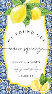 POS-BLY-6-B2837 - POSITANO - BLUE TILE LEMONS - OUR MAIN SQUEEZE TAG - 5cm x 9cm: POS-BLY-6-B2837 - POSITANO - BLUE TILE LEMONS - OUR MAIN SQUEEZE TAG