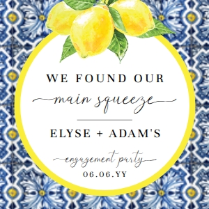 POS-BLY-6-B2837 - POSITANO - BLUE TILE LEMONS - OUR MAIN SQUEEZE TAG - 2" x 2": POS-BLY-6-B2837 - POSITANO - BLUE TILE LEMONS - OUR MAIN SQUEEZE TAG