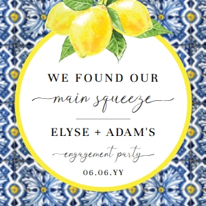 POS-BLY-6-B2837 - POSITANO - BLUE TILE LEMONS - OUR MAIN SQUEEZE TAG - 2.5" x 2.5": POS-BLY-6-B2837 - POSITANO - BLUE TILE LEMONS - OUR MAIN SQUEEZE TAG