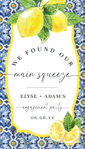 POS-BLY-6-B2837 - POSITANO - BLUE TILE LEMONS - OUR MAIN SQUEEZE TAG - 2" x 3.5": POS-BLY-6-B2837 - POSITANO - BLUE TILE LEMONS - OUR MAIN SQUEEZE TAG