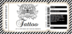 STR-BLG-14-B2844 - STRIPE - BLACK GOLD - TATTOO GIFT CERTIFICATE - DL: STR-BLG-14-B2844 - STRIPE - BLACK GOLD - TATTOO GIFT CERTIFICATE