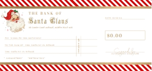 STR-RGW-14-B2851 - STRIPE - RED GOLD WHITE -  CHRISTMAS SANTA CHEQUE CERTIFICATE - DL: STR-RGW-14-B2851 - STRIPE - RED GOLD WHITE - CHRISTMAS SANTA CHEQUE CERTIFICATE