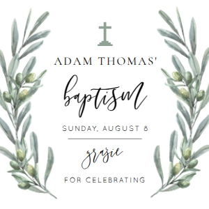 OLV-GRE-6-B2857 - OLIVE GROVE - GREEN - BAPTISM CHRISTENING TAG - 5cm x 5cm: OLV-GRE-6-B2857 - OLIVE GROVE - GREEN - BAPTISM CHRISTENING TAG