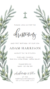 OLV-GRE-14-B2856 - OLIVE GROVE - GREEN - CHRISTENING SMARTPHONE INVITATION - 1080px x 1920px: OLV-GRE-14-B2856 - OLIVE GROVE - GREEN - CHRISTENING SMARTPHONE INVITATION