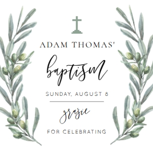 OLV-GRE-6-B2857 - OLIVE GROVE - GREEN - BAPTISM CHRISTENING TAG - 2" x 2": OLV-GRE-6-B2857 - OLIVE GROVE - GREEN - BAPTISM CHRISTENING TAG