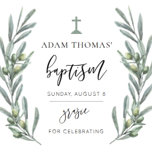 OLV-GRE-6-B2857 - OLIVE GROVE - GREEN - BAPTISM CHRISTENING TAG - 3" x 3": OLV-GRE-6-B2857 - OLIVE GROVE - GREEN - BAPTISM CHRISTENING TAG