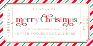 STR-PMT-14-B2859 - STRIPE - PINK MULTI - CHRISTMAS GIFT VOUCHER - 4" x 8": STR-PMT-14-B2859 - STRIPE - PINK MULTI - CHRISTMAS GIFT VOUCHER