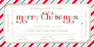STR-PMT-14-B2860 - STRIPE - PINK MULTI - CHRISTMAS CONCERT GIFT VOUCHER - 4" x 8": STR-PMT-14-B2860 - STRIPE - PINK MULTI - CHRISTMAS CONCERT GIFT VOUCHER