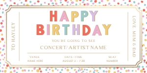 DOT-MLT-14-B2864 - DOT - MULTI - CONCERT GIFT CERTIFICATE - 4" x 8": DOT-MLT-14-B2864 - DOT - MULTI - CONCERT GIFT CERTIFICATE