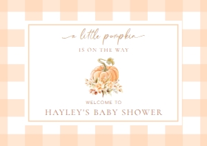 GIN-PEA-3-B2896 - GINGHAM - PEACH PUMPKIN - WELCOME SIGN - A1: GIN-PEA-3-B2896 - GINGHAM - PEACH PUMPKIN - WELCOME SIGN