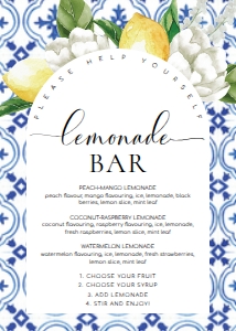 MED-BLU-7-B2905 - THE MED - LEMONS - LEMONADE SIGN - ARCH - 5" x 7": MED-BLU-7-B2905 - THE MED - LEMONS - LEMONADE SIGN - ARCH
