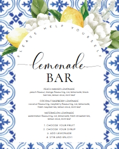 MED-BLU-7-B2905 - THE MED - LEMONS - LEMONADE SIGN - ARCH - 8" x 10": MED-BLU-7-B2905 - THE MED - LEMONS - LEMONADE SIGN - ARCH