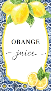 POS-BLY-6-B1208 - POSITANO BLUE TILE - LEMONS - JUICE TAGS - 2" x 3.5": POS-BLY-7-B1209 - POSITANO BLUE TILE - LEMONS - MIMOSA BAR SIGN AND JUICE TAGS BUNDLE