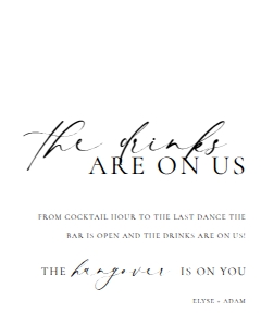 ELE-WHT-7-B2908 - ELLESMERE - WHITE - OPEN BAR SIGN - 8" x 10": ELE-WHT-7-B2908 - ELLESMERE - WHITE - OPEN BAR SIGN