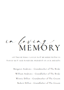ELE-WHT-7-B2921 - ELLESMERE - WHITE - IN LOVING MEMORY SIGN - 5" x 7": ELE-WHT-7-B2921 - ELLESMERE - WHITE - IN LOVING MEMORY SIGN