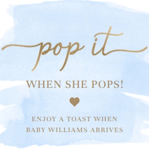 WAT-BLU-6-B2081 - WATERCOLOUR BLUE - GOLD - POP IT FAVOUR TAG - 2.5" x 2.5": WAT-BLU-6-B2081 - WATERCOLOUR BLUE - GOLD - POP IT FAVOUR TAG
