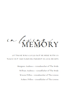 ELE-WHT-7-B2921 - ELLESMERE - WHITE - IN LOVING MEMORY SIGN - A4: ELE-WHT-7-B2921 - ELLESMERE - WHITE - IN LOVING MEMORY SIGN