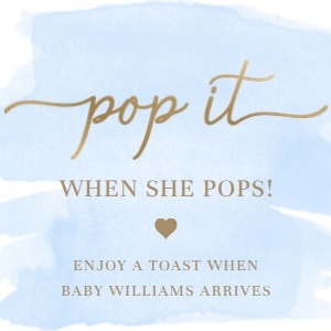 WAT-BLU-6-B2081 - WATERCOLOUR BLUE - GOLD - POP IT FAVOUR TAG - 3" x 3": WAT-BLU-6-B2081 - WATERCOLOUR BLUE - GOLD - POP IT FAVOUR TAG