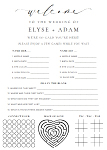ELE-WHT-8-B2925 - ELLESMERE - WHITE - WEDDING QUIZ - 5" x 7": ELE-WHT-8-B2925 - ELLESMERE - WHITE - WEDDING QUIZ