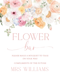 MIL-WHT-7-B2932 - MILLIE FLORAL - WHITE - FLOWER BAR SIGN - 8" x 10": MIL-WHT-7-B2932 - MILLIE FLORAL - WHITE - FLOWER BAR SIGN