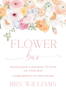 MIL-WHT-7-B2932 - MILLIE FLORAL - WHITE - FLOWER BAR SIGN - 5" x 7": MIL-WHT-7-B2932 - MILLIE FLORAL - WHITE - FLOWER BAR SIGN